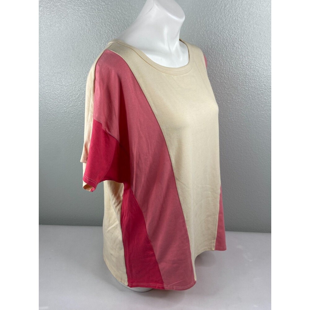 BiBi Women Medium Pink Tan Top Wide Stripe Long Sleeve Casual NWT - Picture 3 of 8